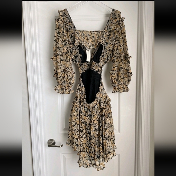 NWT $178 Anthropologie V-Neck Ruffle Cutout Dress (Size Small - Picture 3 of 14